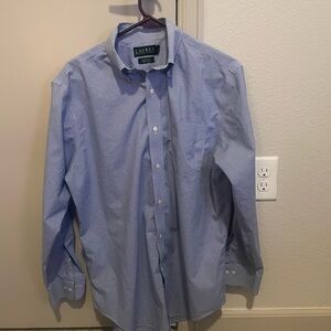 Ralph Lauren Light Blue Micro-Pattern Button-Down Dress Shirt